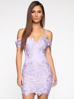 Fashion Nova Change Your Mind Crochet Mini Dress Lavender XS Cocktail Party